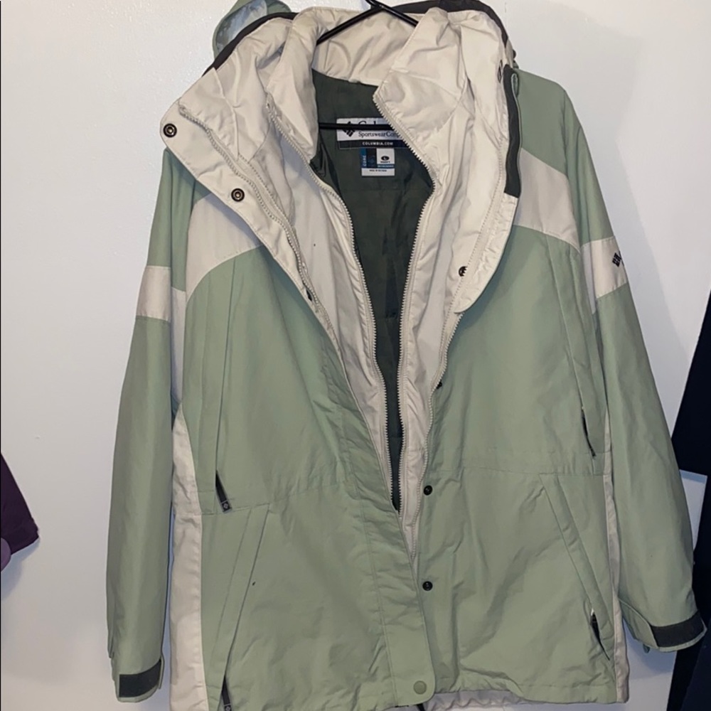 Mint and white Columbia jacket